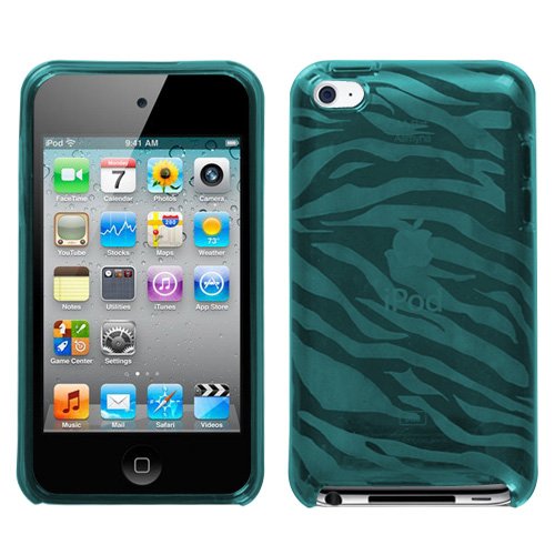 Black Friday Thermoplastic Polyurethanes TPU Flexi Soft Gel Skin Case for Apple iPod Touch 4th Generation  4th Gen  Zebra Print Blue