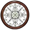 Earth-Tone Scrolls Decorative Wall Hanging with Mahogany Finish Frame