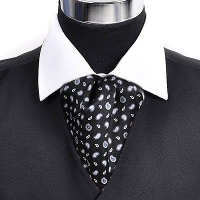 Small Paisley Black Ascot Tie