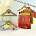 30 WOODEN COAT HANGERS CHILDRENS CLOTHES - WARDROBE SET