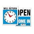U. S. Stamp and Sign Come In/Open or Will Return Plastic Flip Sign with Clock Hands, 7.5 x 9 Inches (9382)