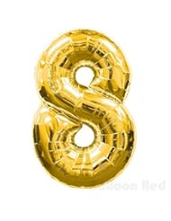 Toy: 40 Inch Giant Jumbo Helium Foil Mylar Balloons (Premium Quality), Glossy Gold, Number 8 - Balloon Red