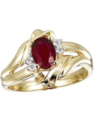 14k Yellow Gold Oval Ruby And Diamond Ring