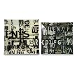 Set of 2 Bold Black & White Typeface Letters Square Serving Plates 16.25"