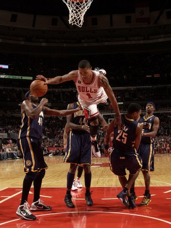 Indiana Pacers v Chicago Bulls: Derrick Rose Photographic Poster Print by Ray Amati, 42x56
