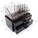 Acrylic Makeup Cosmetic Drawer Organizer and Jewelry Box Display Case Storage Container and Lipstick Holder for Teen Girls Black 2 Piece Set Vanity Tray