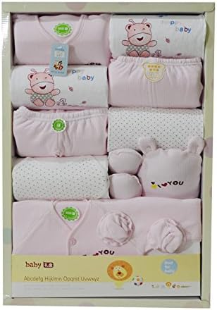 M&C Winter thickening warm cotton clothes gift box sets of newborns -15 Piece , light pink