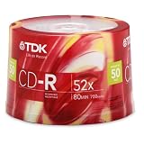 TDK CD-R80CB50 CD-R Data, 80 Minute, 700 MB, 52x (50-Pack Spindle)