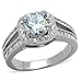 Marimor Jewelry 2.95 Carat Halo Cubic Zirconia Stainless Steel Engagement Ring Band Women's Size 5-10