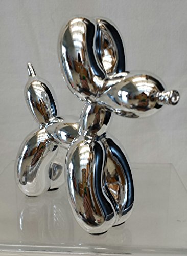 Balloon Dog Figurine Statue Home Decor - Miniature Size - Silver Metallic Finished