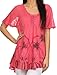 Sakkas Albina Island Relaxed Fit Embroidery Cap Sleeves Blouse/Top