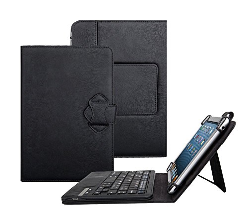 Tsmine LG GPad 8.0 V480 Tablet Bluetooth Keyboard Case - Universal 2-in-1 Detachable Wireless keyboard [QWERTY] w/ Folio Leather Case Stand Cover [NOT include Tablet], Black