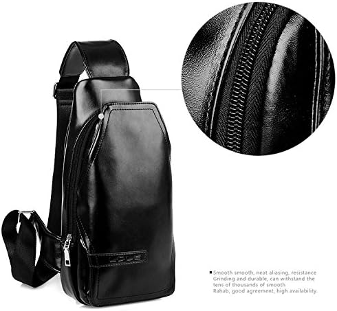 Services for You Genuine Leather Backpack Chest Pack Daypack Sling Bag Shoulder Bag (Black)