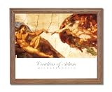 Michelangelo Creation Of Adam # 2 Religious Wall Picture Oak Framed Art Print