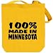 100% Made In Minnesota Usa States Tote Bag (Yellow, Canvas, Unisex)
