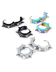 Jewelry: JOVIVI? Men Women Jewelry Stainless Steel Hoop Spike Punk Earring,3 Pairs - JOVIVI