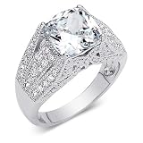 Sparkling Beauty Cushion Cut White Cubic Zirconia Size 7 Ring in Sterling Silver