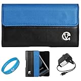Blue & Black Portola Leather Holster Carrying Case with Fixed Belt-Clip and ....