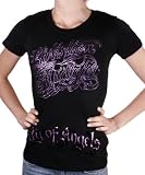 CHRISTIAN AUDIGIER Ed Hardy Womens City of Angels Signature T-Shirt Black/Purple