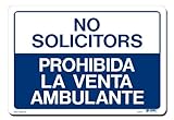 UPC 762529041413 product image for Lynch Signs 14 in. x 10 in. Sign Blue on White Plastic No Solicitors/Prohibida L | upcitemdb.com