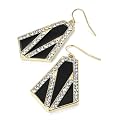 Crystal Drop Pierced Fashion Earrings Gold & Black