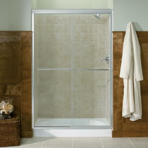 Kohler K-702213-L-SHP Fluence Bypass Shower Door with Crystal Clear Glass, Bright Polished Silver