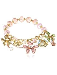 Betsey Johnson "Flower Boost" Pave Flower Half Stretch Bracelet, 7.5"