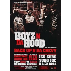 Boyz N Da Hood (Back Up N Da Chevy, Inside, Original, Double-Sided) Black Wood-Mounted Music Poster Print - 18" X 24"