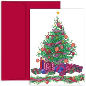 Decorated Tree With Presents Christmas Cards -