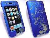 EMARTBUY FLORAL PATTERN HYBRID PROTECTION CASE/COVER/SKIN FOR APPLE IPOD TOUCH 2ND AND 3RD GENERATION BLUE