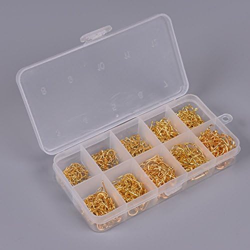 500 Pcs/Lot 3# -12# Carbon Steel Fishing Hook Fishing Hooks with Hole Carp Fishing Tackle Box (golden)