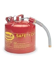 Eagle U2-51-S Red Galvanized Steel Type II Gas Safety Can with 7/8" Flex Spout, 5 gallon Capacity, 13.5" Height, 12.5" Diameter