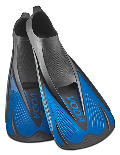 Phantom Aquatics Voda Full Foot Snorkeling Swim Fin, Black/Blue, US (11-12)/EU (46-47)