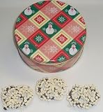 Scott's Cakes 1 lb. Dark Chocolate Covered Pretzel with White Chocolate Chips in a Snowman Tin