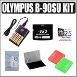 Olympus B-90SU NiMH Battery and Charger Set + Deluxe Accessory Bundle