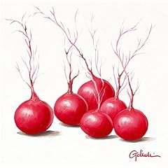Kunstdruck, Poster, Stillleben von Paolo Golinelli, ROTE ZWIEBELN, Kunstartikel Bild f�r K�che, Esszimmer , 30 x 30 cm