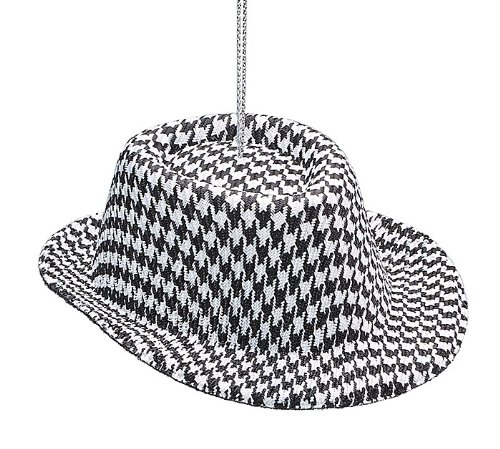 1 X Houndstooth Fabric Hat Ornament -Christmas Holiday Ornament Gift