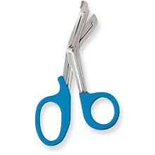 Stainless Steel Non Sterile Utility Serrated Scissor with Blue Coated Handle, 7-1/2" Length, For Single Use (Pack of 100)