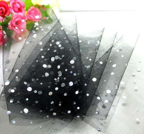 5/25/100yd 6" sequin spool tulle fabric tutu trim bridal Wedding Decoration DIY Color:black Yard:5yard