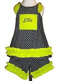 Personalized Black/White/Lime Polkadot Capri Set Size 7