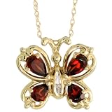 10k Gold 18 in. Thin Chain and 1 2 in. (13mm) tall Butterfly Pendant, w  Brilliant Cut Diamond and...