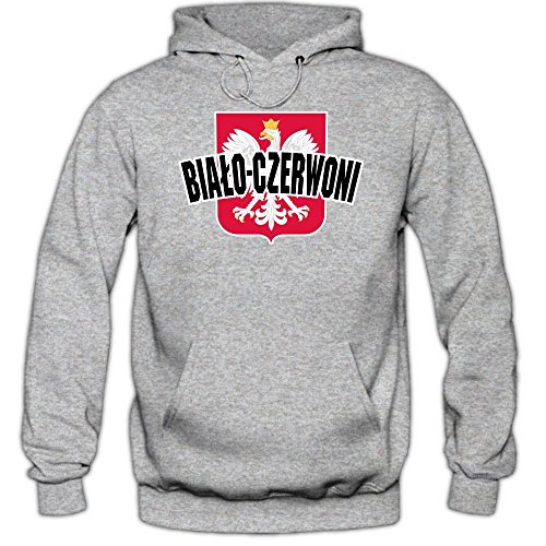 Polen EM 2016 #4 Kapuzenpullover | Fußball | Bia?o-Czerwoni | Herren | Trikot | Nationalmannschaft, Farbe:Graumeliert (Greymelange F421);Größe:M