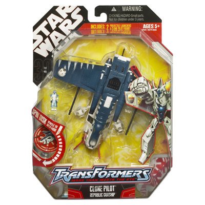51US9Fao3pL Star Wars 30th Anniversary Saga 2008 Transformers Action Figure Clone Pilot to Republic Gunship