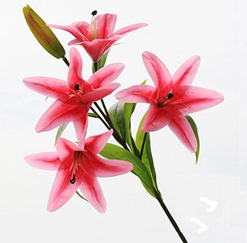 MUXUE (4) simulation lily. Flower living room decorative artificial flowers silk flower, wedding flower decoration * 5 (Pale pink)