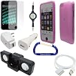 Gizmo Dorks Combo Pack for the Apple iPod Touch: Pink Rubberized Silicone Skin Case, Foldable Cube Speaker Dock, USB Data Sync Charging Cable, USB Car Charger, USB Wall Travel/Home Charger, 3.5mm Auxiliary Stereo Retractable Cable, Screen Protector, and Carabiner Key Chain