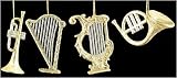 4-Piece Silver & Gold Musical Instrument Christmas Ornament Set