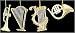 4-piece Silver & Gold Musical Instrument Christmas Ornament Set