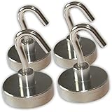 Powerful Magnetic Hooks - The Best Magnet For Indoor/Outdoor Multi Use - 4 Pack of The Strongest Heavy Duty Neodymium Hanging Hooks on Amazon! Declutter Your Space Now!!!