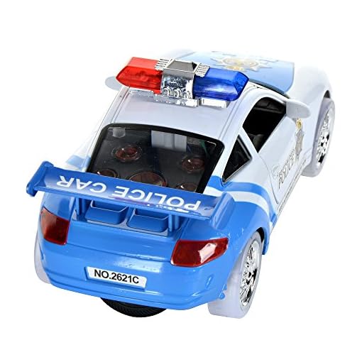 Toysery Police Car Toy with 3D Technology Flashing Lights and Sounds Bump and Go Action Car Toys