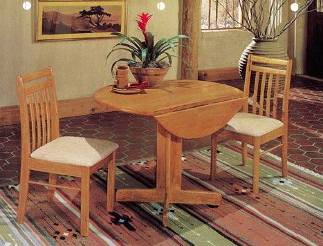 3pc Dining Table & Chairs Set Oak Finish